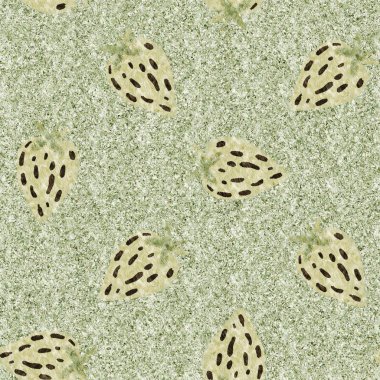 Yeşil mermer çilek, dikişsiz vintage desen. Cottagecore keten retro yaz meyveli duvar kağıdı. Garip, tatlı, sağlıklı, böğürtlen arkaplanı