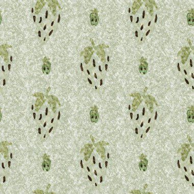 Yeşil mermer çilek, dikişsiz vintage desen. Cottagecore keten retro yaz meyveli duvar kağıdı. Garip, tatlı, sağlıklı, böğürtlen arkaplanı