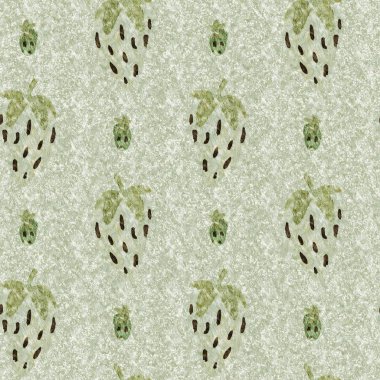 Yeşil mermer çilek, dikişsiz vintage desen. Cottagecore keten retro yaz meyveli duvar kağıdı. Garip, tatlı, sağlıklı, böğürtlen arkaplanı