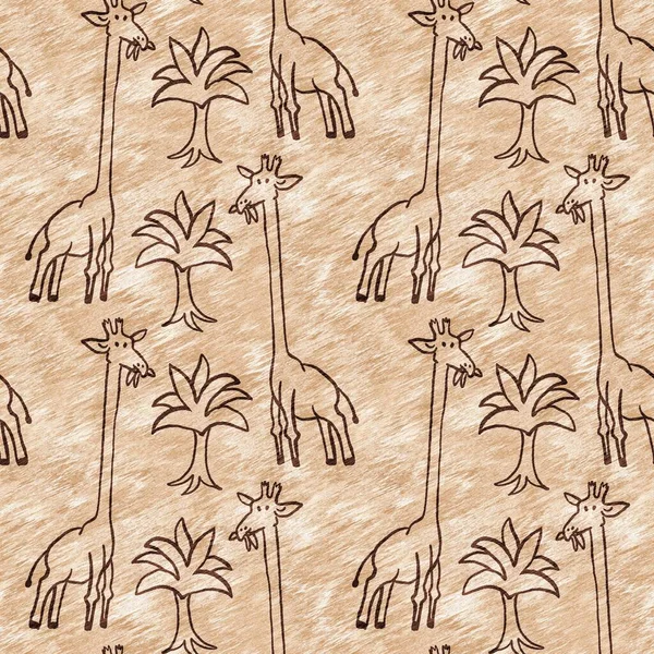Cute safari wild giraffe animal pattern for babies room decor. Seamless african furry brown textured gender neutral print design