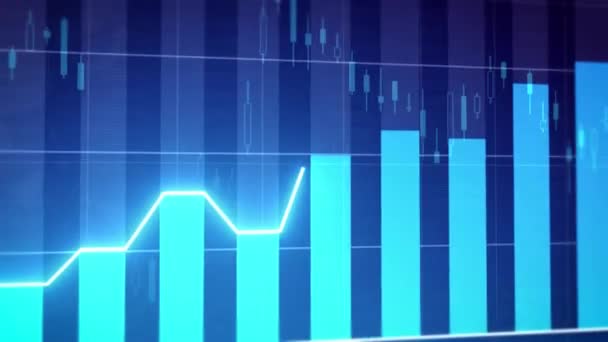 Gráfico Gráfico Loop Financeiro Fundo Azul Resolução Sem Textos Números — Vídeo de Stock
