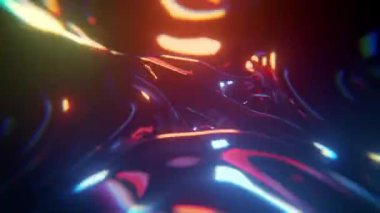 Sıvı okyanus suyunun soyut arka planı Renksiz neon döngüsü 4K