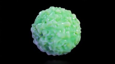 4k çözünürlükte 3D virüs animasyon bilim biyolojisinin tıbbi yeşil mikroskobik soyut arka planı