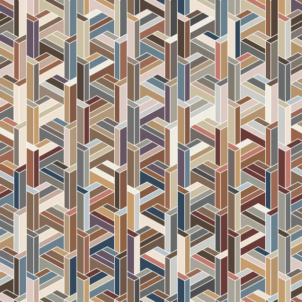 Geometrische Abstracte Motief Met Multicolor Verweven Rechthoekige Elementen Houtachtig Oppervlakteontwerp — Stockvector