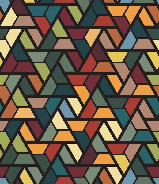 Geometrische Kleurrijke Compositie Met Veelkleurige Driehoeken Zeshoeken Een Zwarte Achtergrond — Stockvector