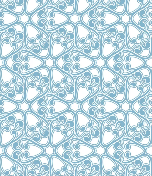 Nahtlose Abstrakte Geometrische Muster Mit Wellenförmigen Blauen Linien Und Wirbeln — Stockvektor
