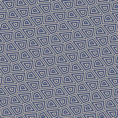 Kusursuz vektör deseni. Konsantrik düzensiz kare şekiller. Tek renkli arka plan, mavi ve beyaz. Grafiksel doku. Tekrar eden geometrik fayanslar. Tekstil, ambalaj, baskı ve web için illüstrasyon.