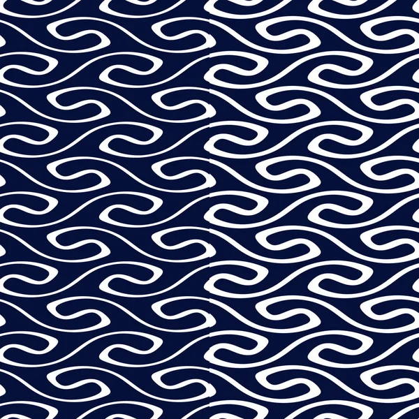 Nahtlose Abstrakte Muster Von Meereswellen Horizontale Weiße Wellenlinien Auf Blauem — Stockvektor