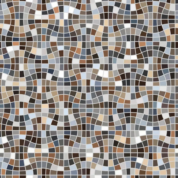 Checkered Surface Multicolored Little Squares White Background Wavy Mosaic Brown — Stock Vector