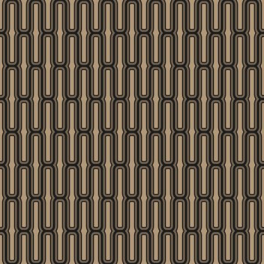 Siyah arka planda süslü kahverengi dikdörtgenleri olan kusursuz geometrik desen. Soyut konsantre dekoratif elementler. Grafik tekstil dokusu geriye dönük. Vektör illüstrasyonu. 