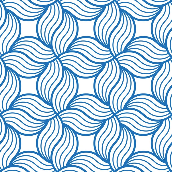 Abstrakte Geometrische Komposition Mit Blau Gestreiften Wellen Auf Weißem Hintergrund — Stockvektor
