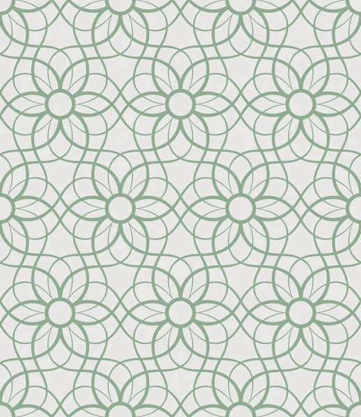 Abstraktes Geometrisches Blumenmuster Islamischen Stil Schnittende Grüne Linien Auf Weißem — Stockvektor