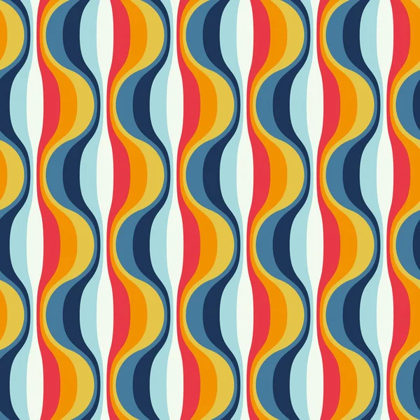 Naadloos Geometrisch Patroon Met Golvende Veelkleurige Strepen Abstracte Zeegolven Gestreepte — Stockvector