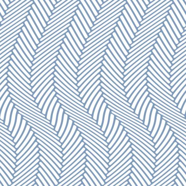 Dalgalı çizgilerde zigzag beyaz çizgileri olan kusursuz geometrik semboller. Soyut dalga arkaplanı. Çizgili tekstil dokusu. Vektör illüstrasyonu.