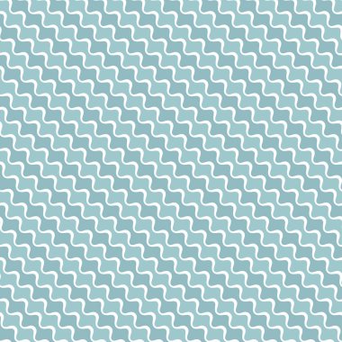 Çapraz mavi ve beyaz çizgileri olan kusursuz tekrarlayan desen. Soyut doğrusal su dalgaları. Geometrik çizgili süs. Modern stil dokusu. Vektör illüstrasyonu.