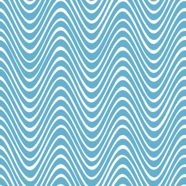 Beyaz arka planda mavi dalgalı çizgileri olan kusursuz soyut desen. Düzensiz el çizimi tarzı. Geometrik çizgili doku. Vektör illüstrasyonu.