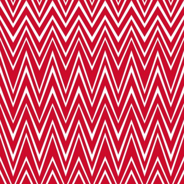Geleneksel bir sembolle kusursuz çizgili desen. Farklı kalınlıkta kırmızı ve beyaz zikzak çizgileri. Geometrik soyut arkaplan.