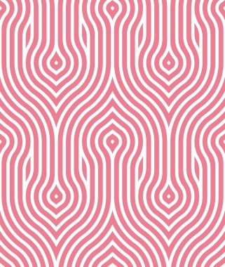Pembe ve beyaz eşmerkezli kusursuz Arap çizgili desen. Modern tarzda soyut geometrik tasarım.