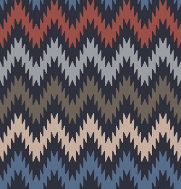 Yatay, çok renkli, düzensiz kenarlı zikzak çizgileri. Kusursuz tekrarlama kalıbı. Çağdaş retro tarzı. Soyut vektör illüstrasyonu.