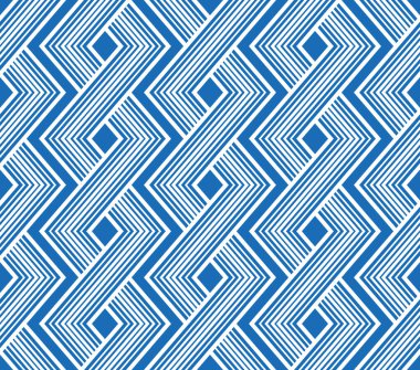 Mavi ve beyaz birbirine karışmış ince çizgilerin Arap etnik dizaynına sahip kusursuz tekrarlayan desen. Modern tarzda dekoratif süsler. Soyut geometrik vektör çizimi.