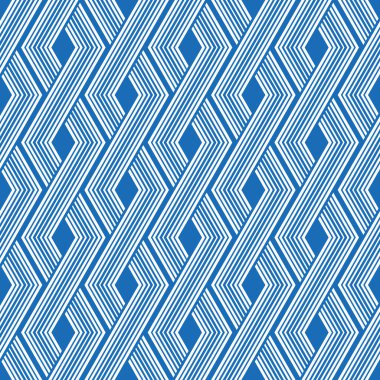 Kusursuz çizgili desen, modern geometrik motifle mavi arkaplanda ince beyaz çizgiler kesişiyor. Çağdaş ve zarif bir tarz. Soyut vektör illüstrasyonu. 