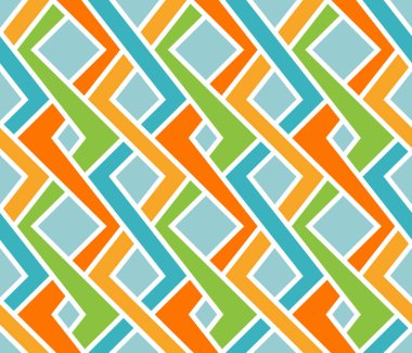 Dikey zikzak çizgileri modern yaşam tarzında birbirine geçmiş kusursuz geometrik desen. Beyaz arka planda parlak renkler. Soyut vektör illüstrasyonu.