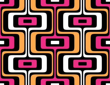 Renkli eşmerkezli dikdörtgenlerin dekoratif retro tasarımı ile soyut geometrik dikişsiz tekrarlayan desen. Sarma, tekstil, kapak ve duvar kağıdı için çizgili vektör illüstrasyonu.