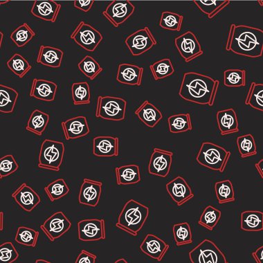 Çizgi Enerjisi ikonu siyah arkaplanda izole edilmiş kusursuz desen. Vektör