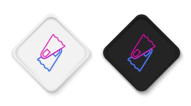 Yüzme ikonu için çizgili lastik yüzgeçler beyaz arka planda izole edilmiş. Dalış ekipmanları. Olağanüstü bir spor. Su altı ekipmanları. Renkli taslak konsepti. Vektör