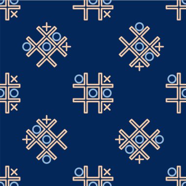 Line Tic tac toe game icon isolated seamless pattern on blue background.  Vector