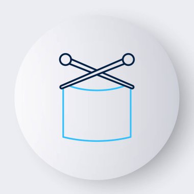 Beyaz arka planda çizgi örgü iğneleri ikonu izole edildi. El yapımı, örgü ya da terzi için etiket. Renkli taslak konsepti. Vektör