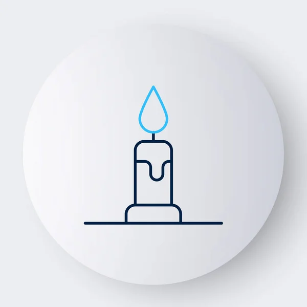 Line Burning Candle Candlestick Icon Isolated White Background Cylindrical Candle — Stock Vector