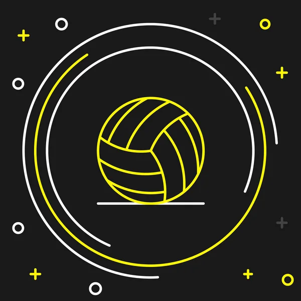 Line Volleyball Symbol Isoliert Auf Schwarzem Hintergrund Sportgeräte Buntes Rahmenkonzept — Stockvektor