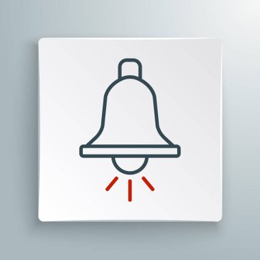 Hat zil simgesi beyaz arkaplanda izole edildi. Yangın alarmı. Servis zili, el zili işareti, uyarı sembolü. Renkli taslak konsepti. Vektör