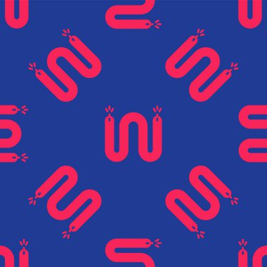 Kırmızı Elektrik kablo simgesi mavi arkaplanda izole edilmiş. Elektrik kablosu. Vektör