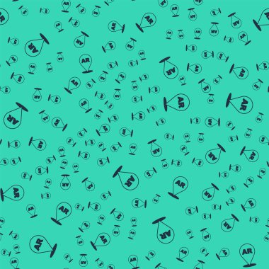 Siyah Güçlendirilmiş gerçeklik ikonu yeşil arka planda kusursuz desen izole etti. Sanal geleceksel giyilebilir cihazlar. Vektör