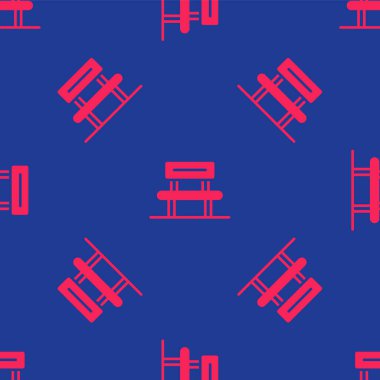 Kırmızı Bekleme Salonu simgesi mavi arkaplanda izole edilmiş. Vektör