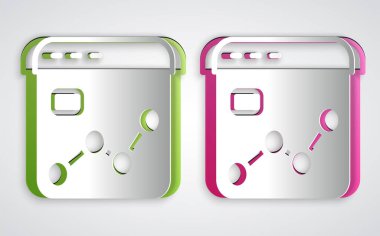 Paper cut Market analysis icon isolated on grey background. Report text file icon. Accounting sign. Audit, analysis, planning. Paper art style. Vector