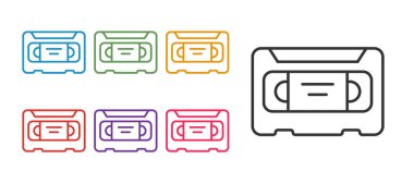 Set line VHS video cassette tape icon isolated on white background. Set icons colorful. Vector
