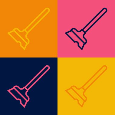 Pop sanat eseri paspas simgesi renk arkaplanında izole edildi. Temizlik hizmeti konsepti. Vektör