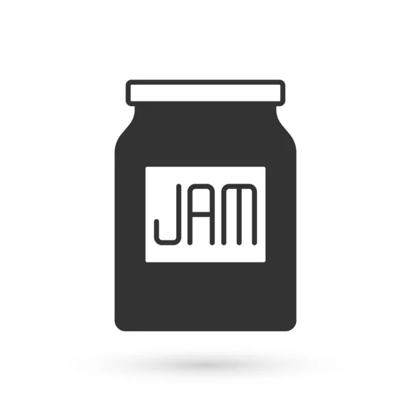 Grey Jam Jar Ikon Elszigetelt Fehér Háttérrel Vektor — Stock Vector