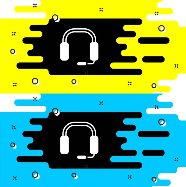 Иконка Белых Наушников Выделена Черном Фоне Наушники Концепция Прослушивания Музыки — стоковый вектор