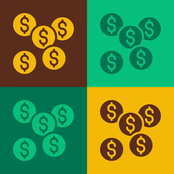 Pop Konst Dollar Symbol Ikon Isolerad Färg Bakgrund Kontant Och — Stock vektor