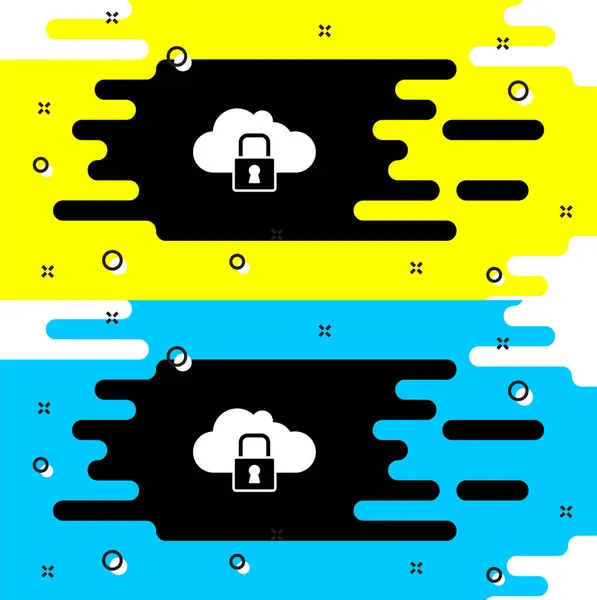 Icono Bloqueo Computación Nube Blanca Aislado Sobre Fondo Negro Seguridad — Archivo Imágenes Vectoriales
