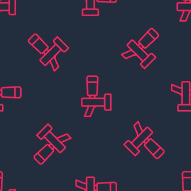 Kırmızı çizgi bira ikonu siyah arkaplanda izole edilmiş pürüzsüz desen. Vektör