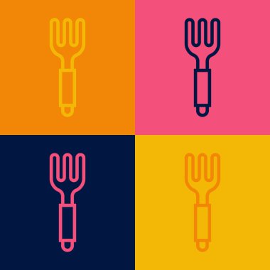 Pop Art Line Fork simgesi renk arkaplanında izole edildi. Çatal bıçak sembolü. Vektör