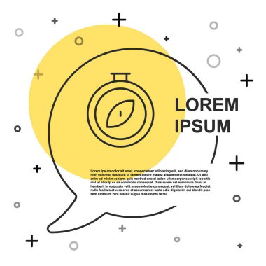 Siyah çizgi pusula simgesi beyaz arkaplanda izole edildi. Rüzgâr yön bulma sembolü. Rüzgar gül işareti. Rastgele dinamik şekiller. Vektör