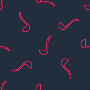 Kırmızı çizgi Mutfak kepçesi simgesi siyah arkaplanda izole edilmiş kusursuz desen. Mutfak aletleri. Çatal kaşık tabelası. Vektör