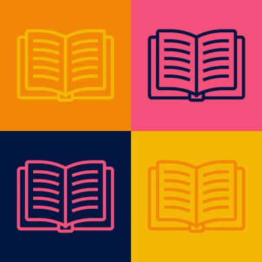 Pop Art Line Açık Kitap simgesi renk arkaplanında izole edildi. Vektör