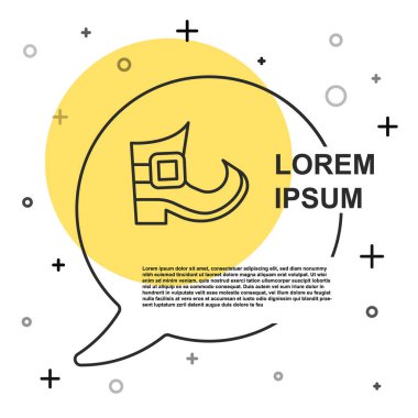Beyaz arkaplanda siyah çizgi cüce çizme simgesi izole edildi. Aziz Patrick gününüz kutlu olsun. Ulusal İrlanda bayramı. Rastgele dinamik şekiller. Vektör